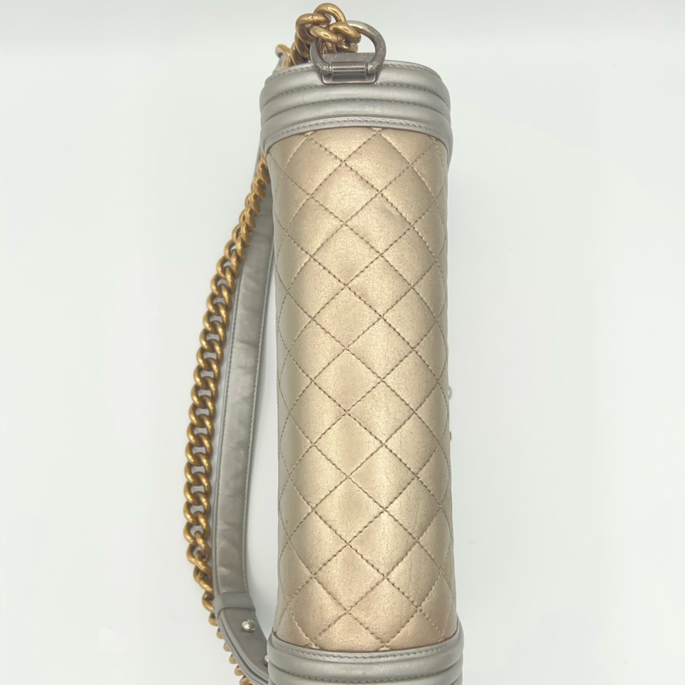Chanel Metallic Gold and Silver Boy Bag! Stunning combination!🩶💛 - Picture 10 of 17